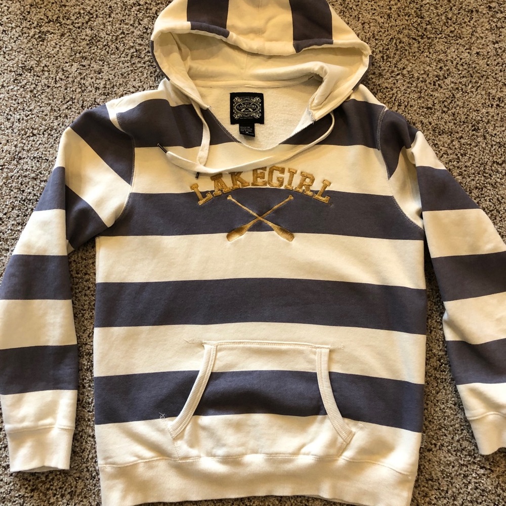 Grey and White striped Lake Girl Sweatshirt
